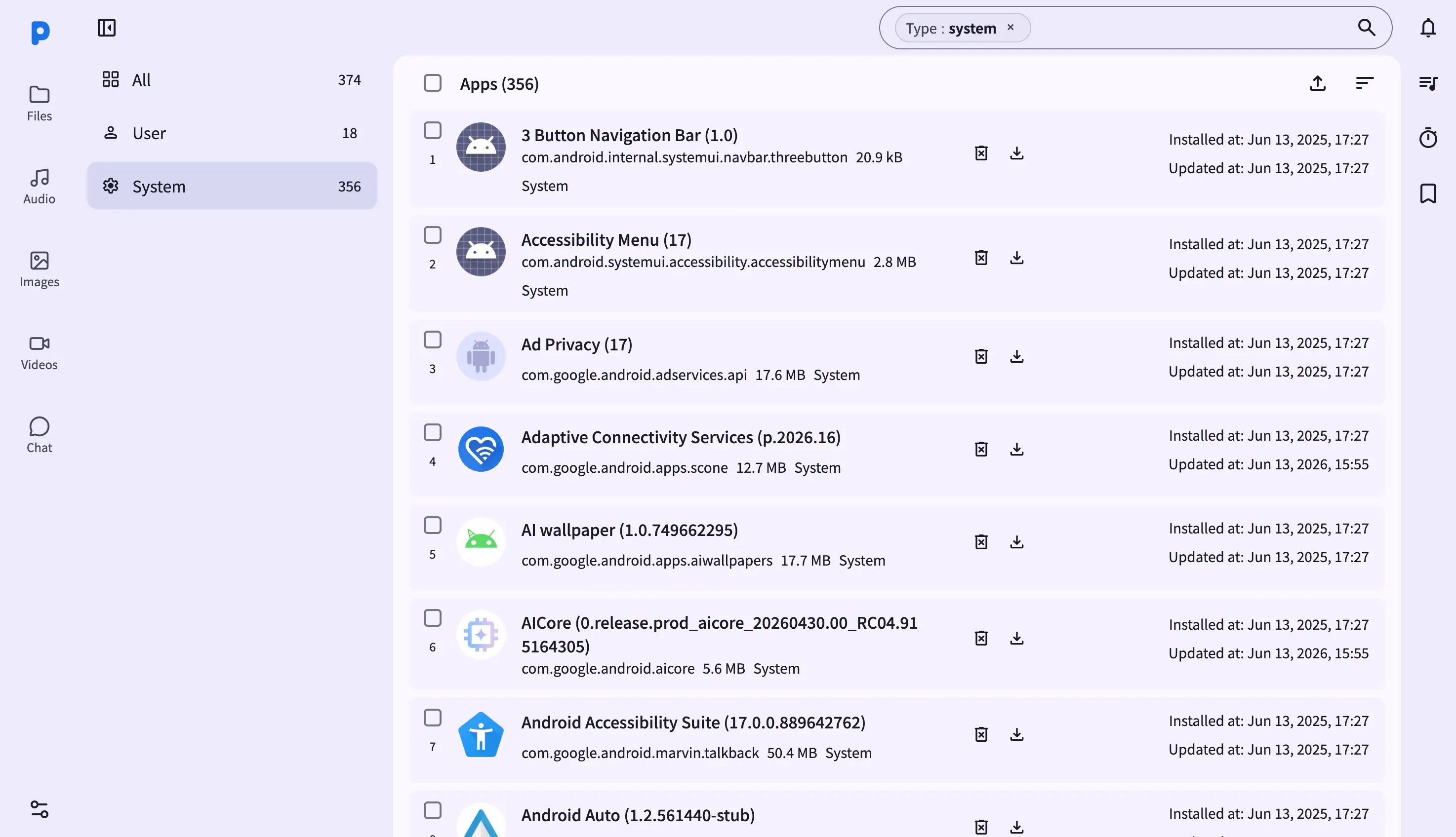 Screenshot: Apps