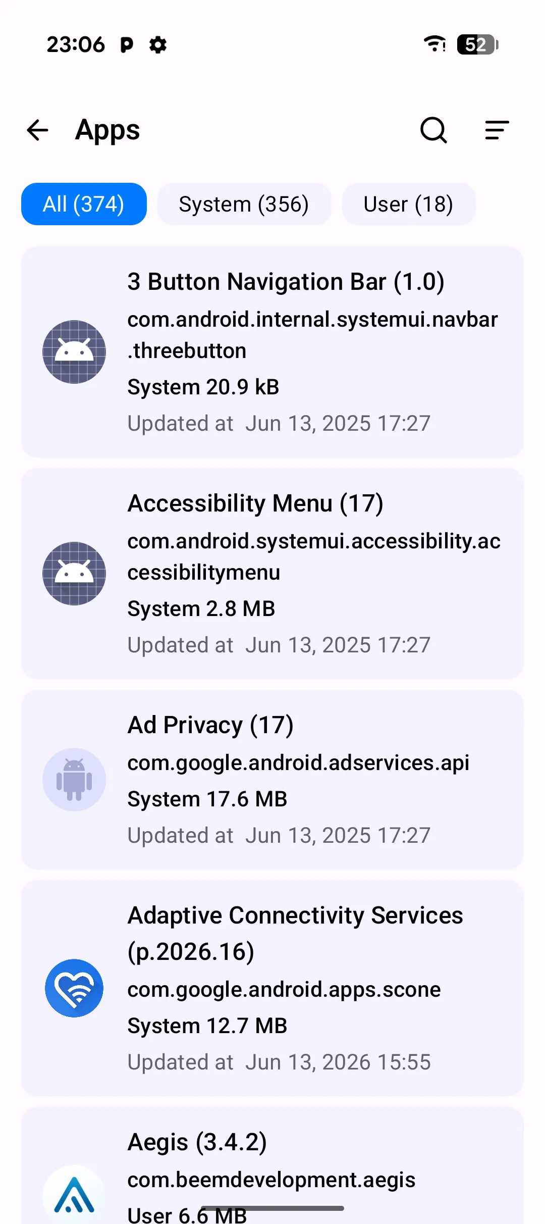 Screenshot: Apps
