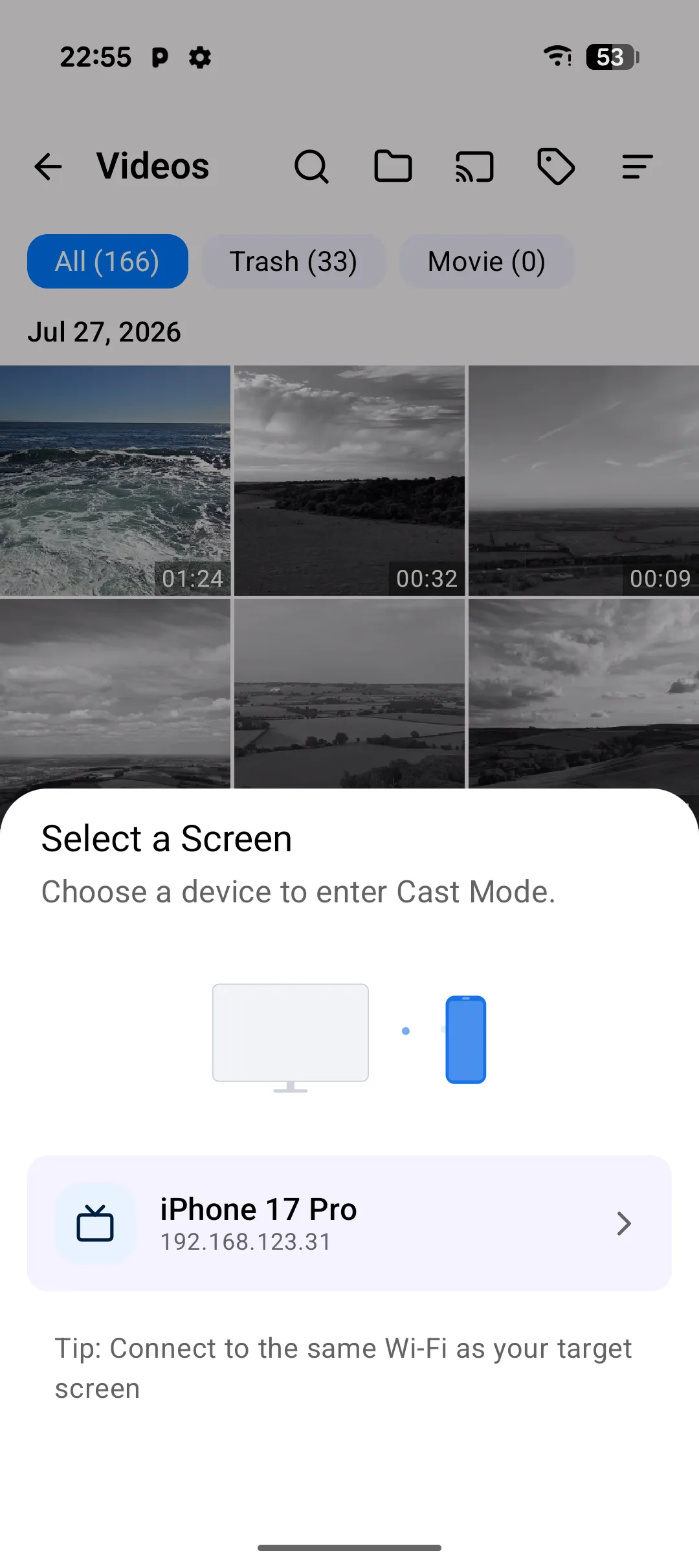 Screenshot: The Cast Sender