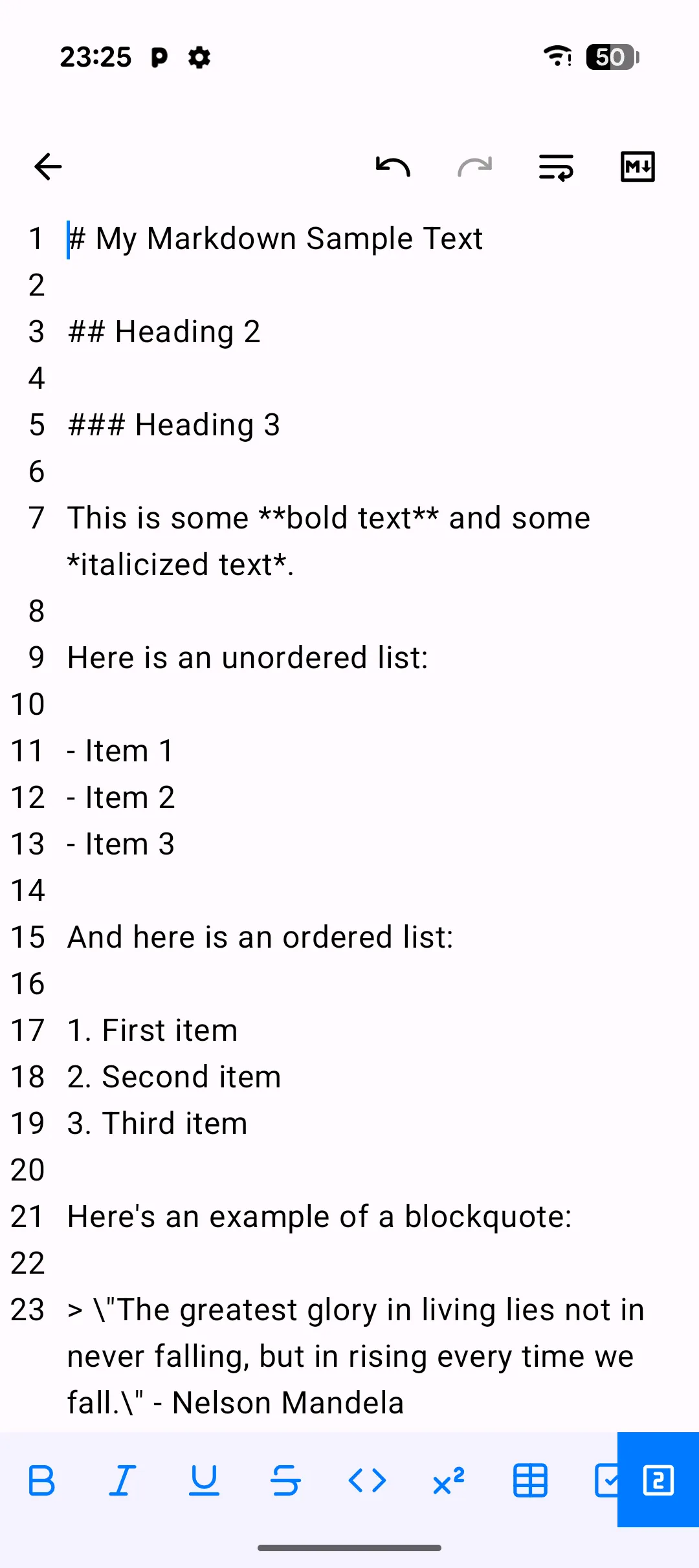 Screenshot: Notes