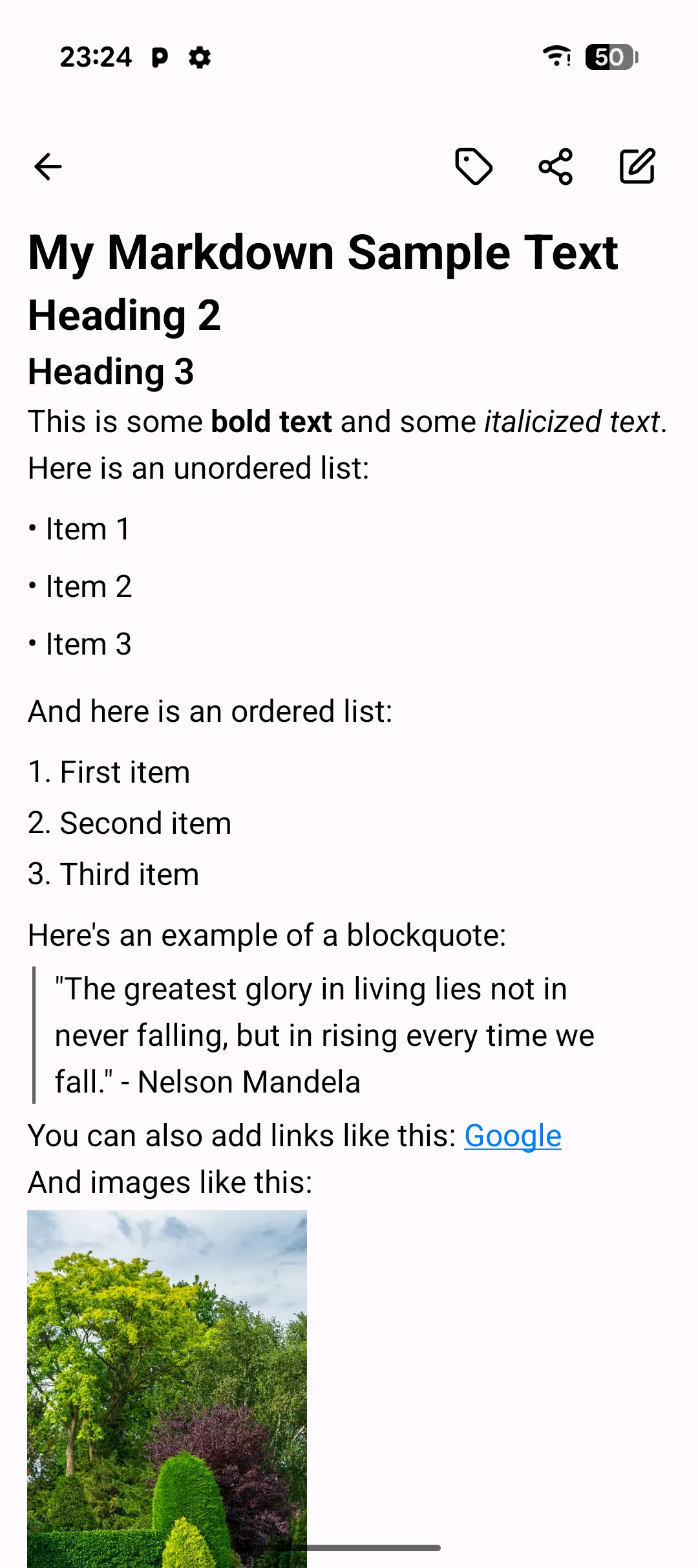 Screenshot: Notes