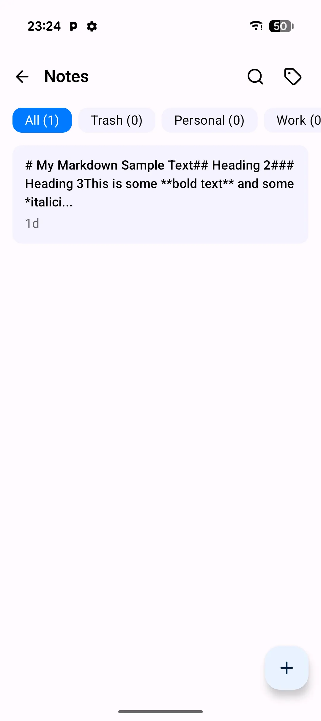 Screenshot: Notes