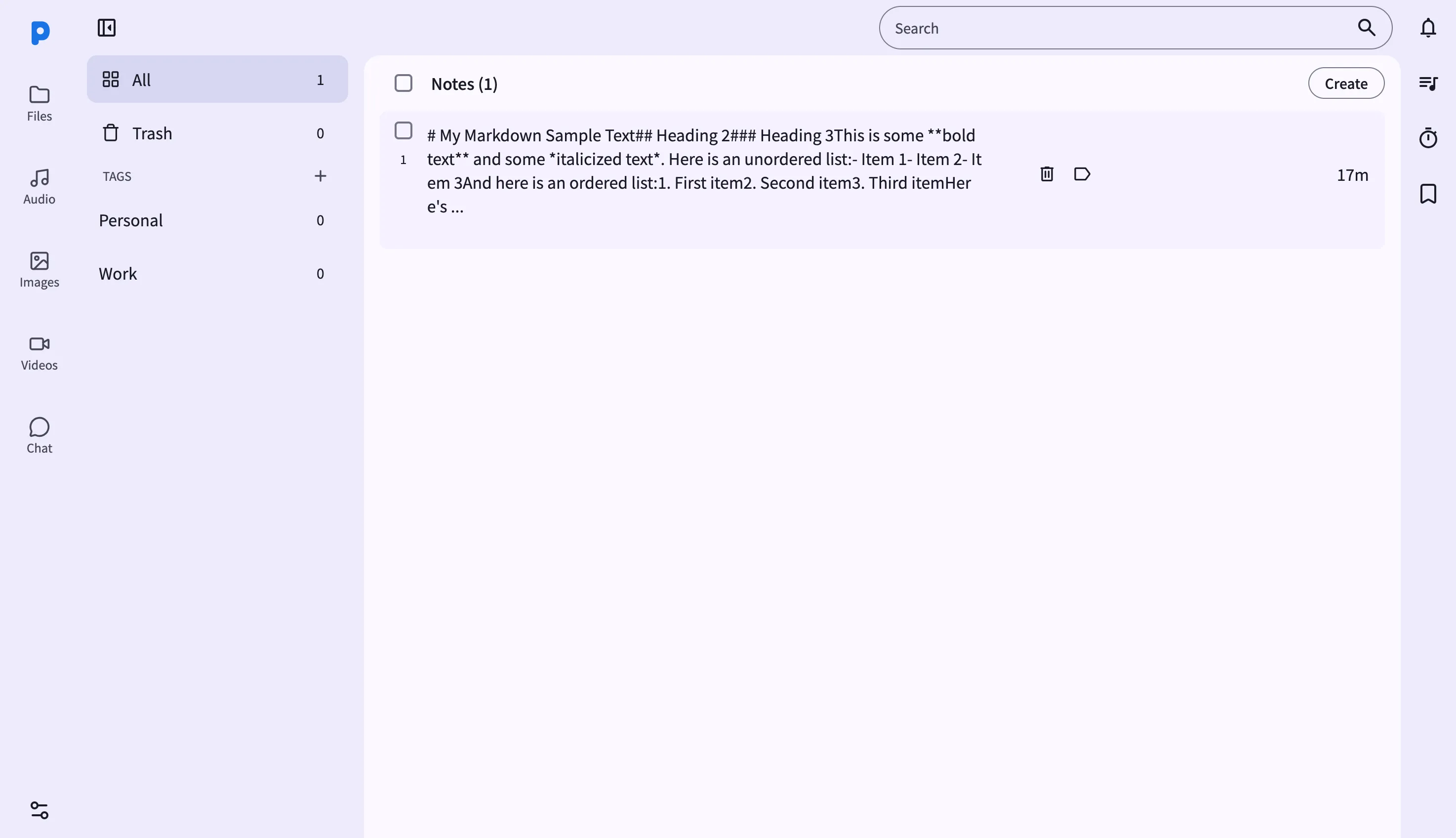 Screenshot: Notes