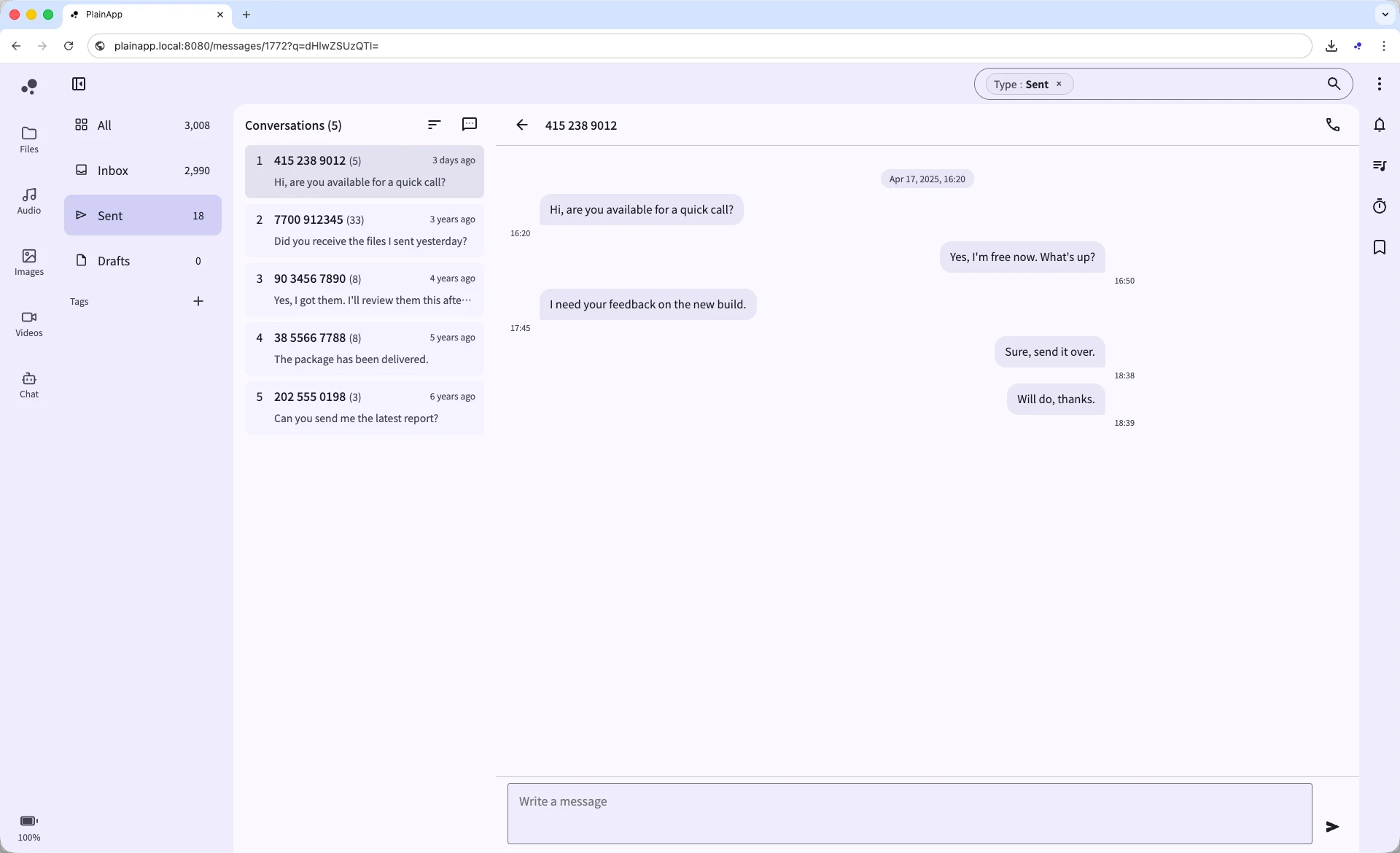 SMS messages